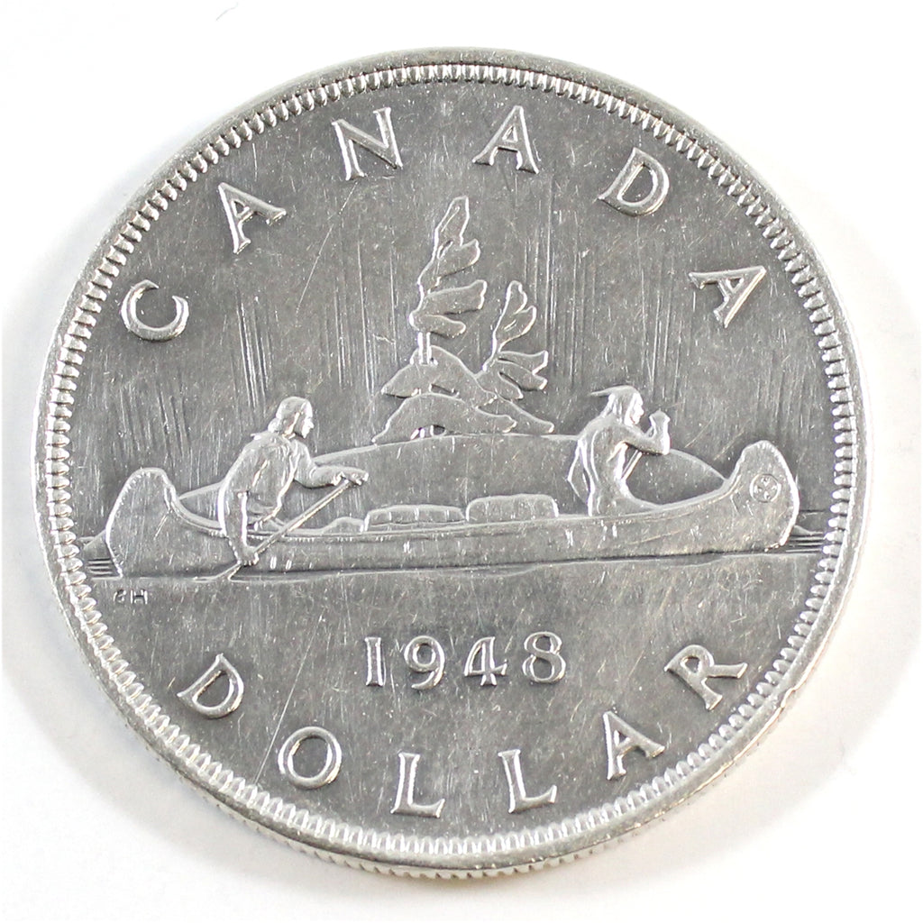 1948 Canada Dollar Almost Uncirculated (AU50) Scratched $