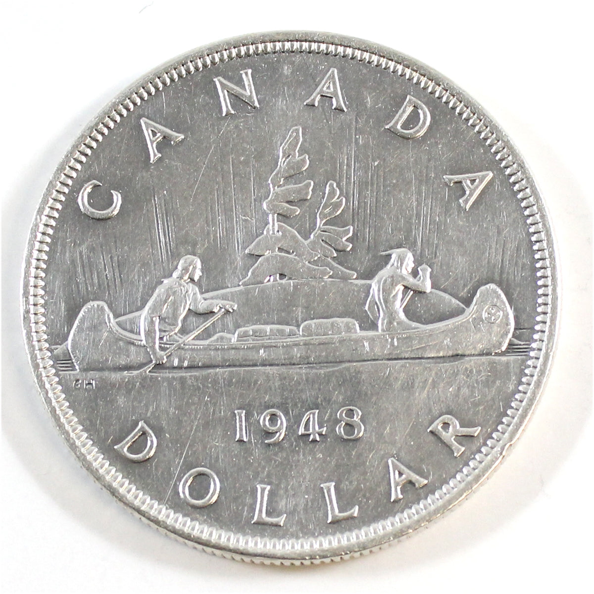 1948 Canada Dollar Almost Uncirculated (AU50) Scratched $