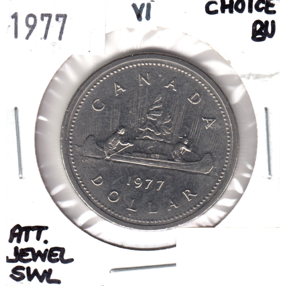1977 Var. 1 Att. Jewel SWL Canada Nickel Dollar Choice Brilliant UNC (MS64)