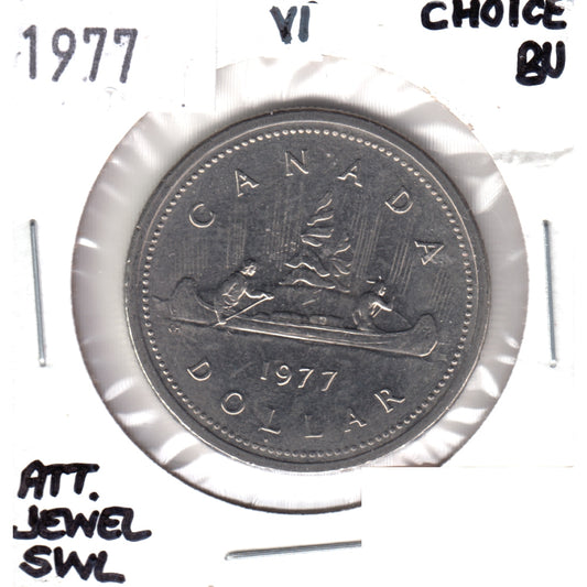 1977 Var. 1 Att. Jewel SWL Canada Nickel Dollar Choice Brilliant UNC (MS64)
