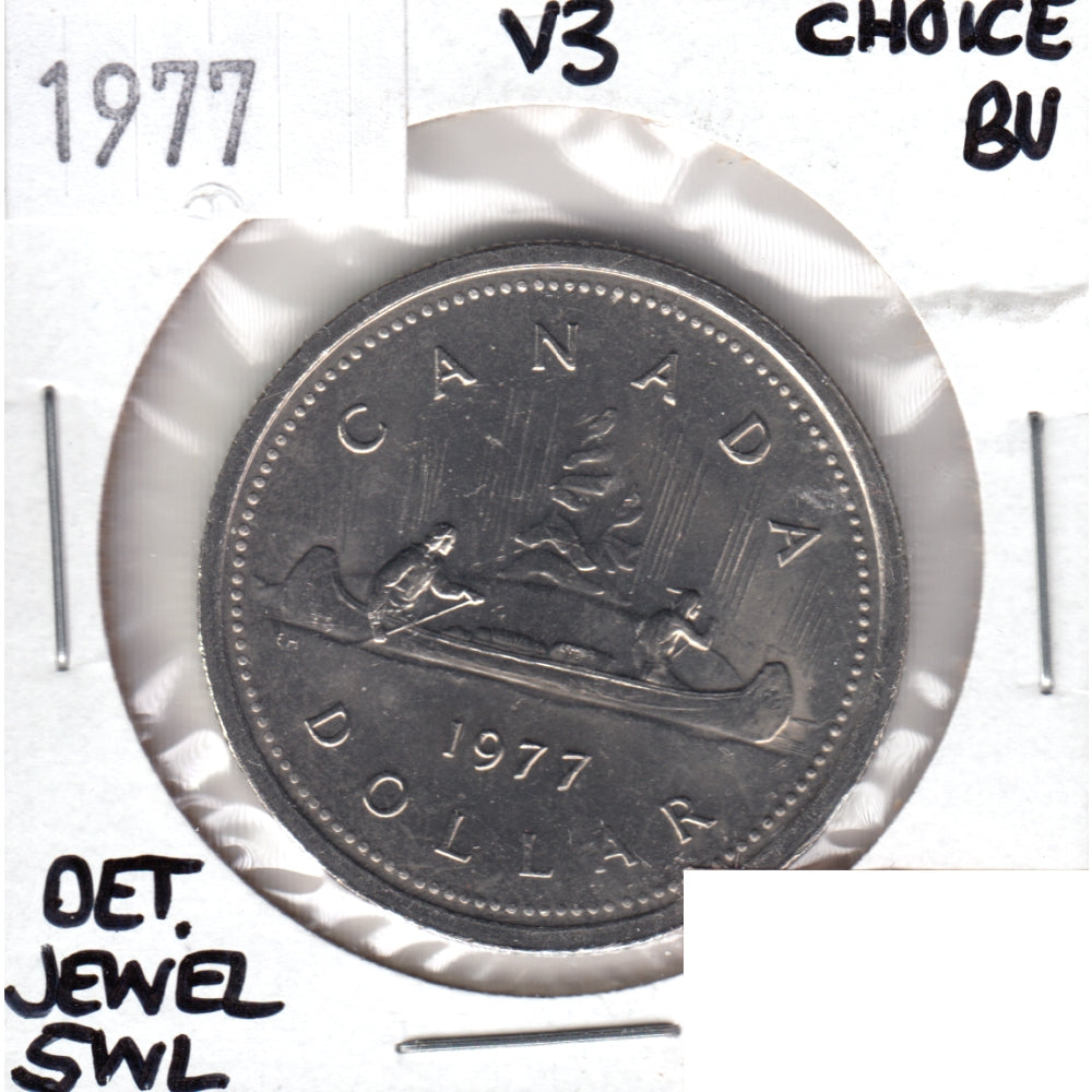 1977 Var. 3 Det. Jewel SWL Canada Nickel Dollar Choice Brilliant UNC (MS64)