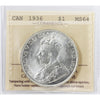 1936 Canada Dollar ICCS Certified MS64