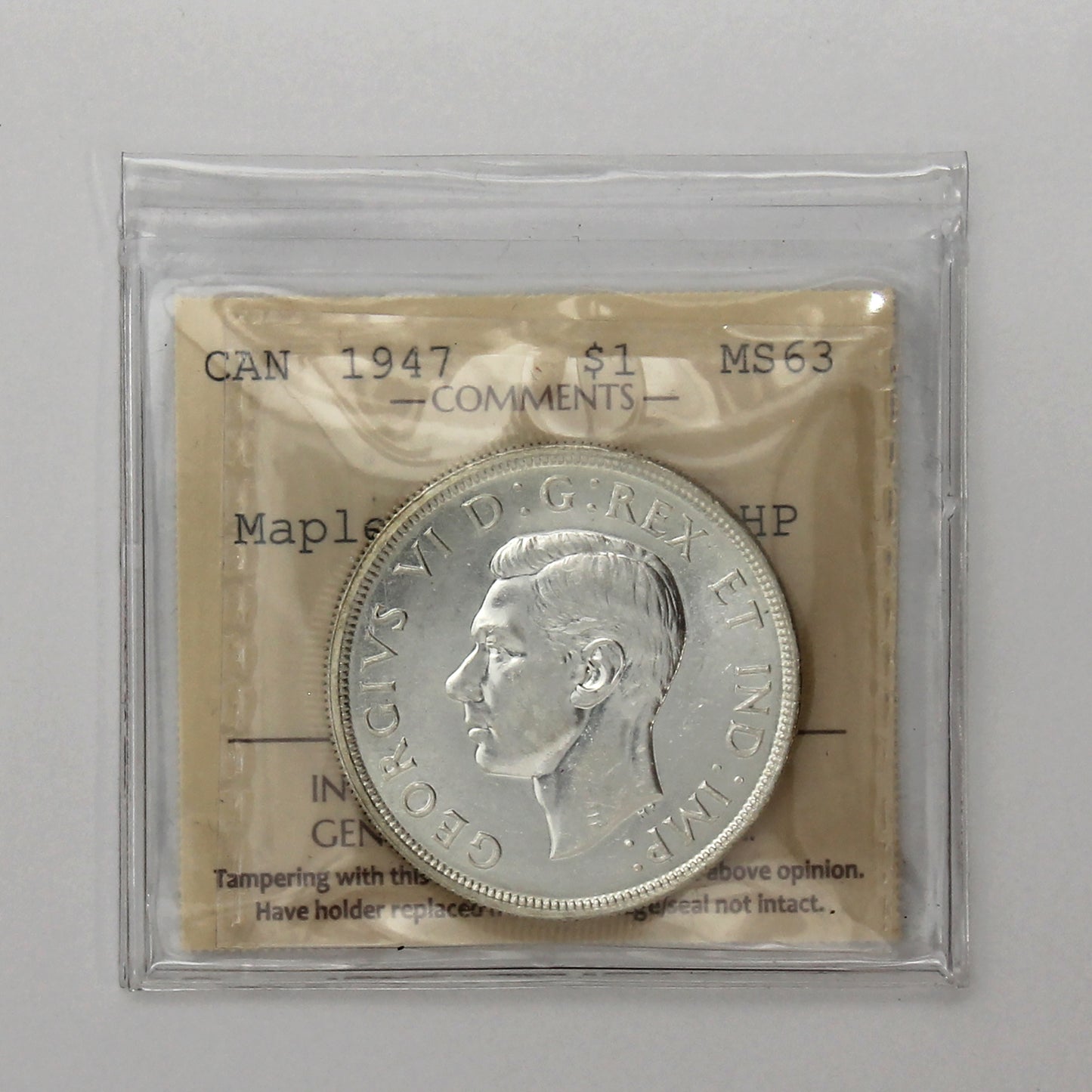 1947 Maple Leaf 2xHP Canada Dollar ICCS Certified MS63 (XAM 103)