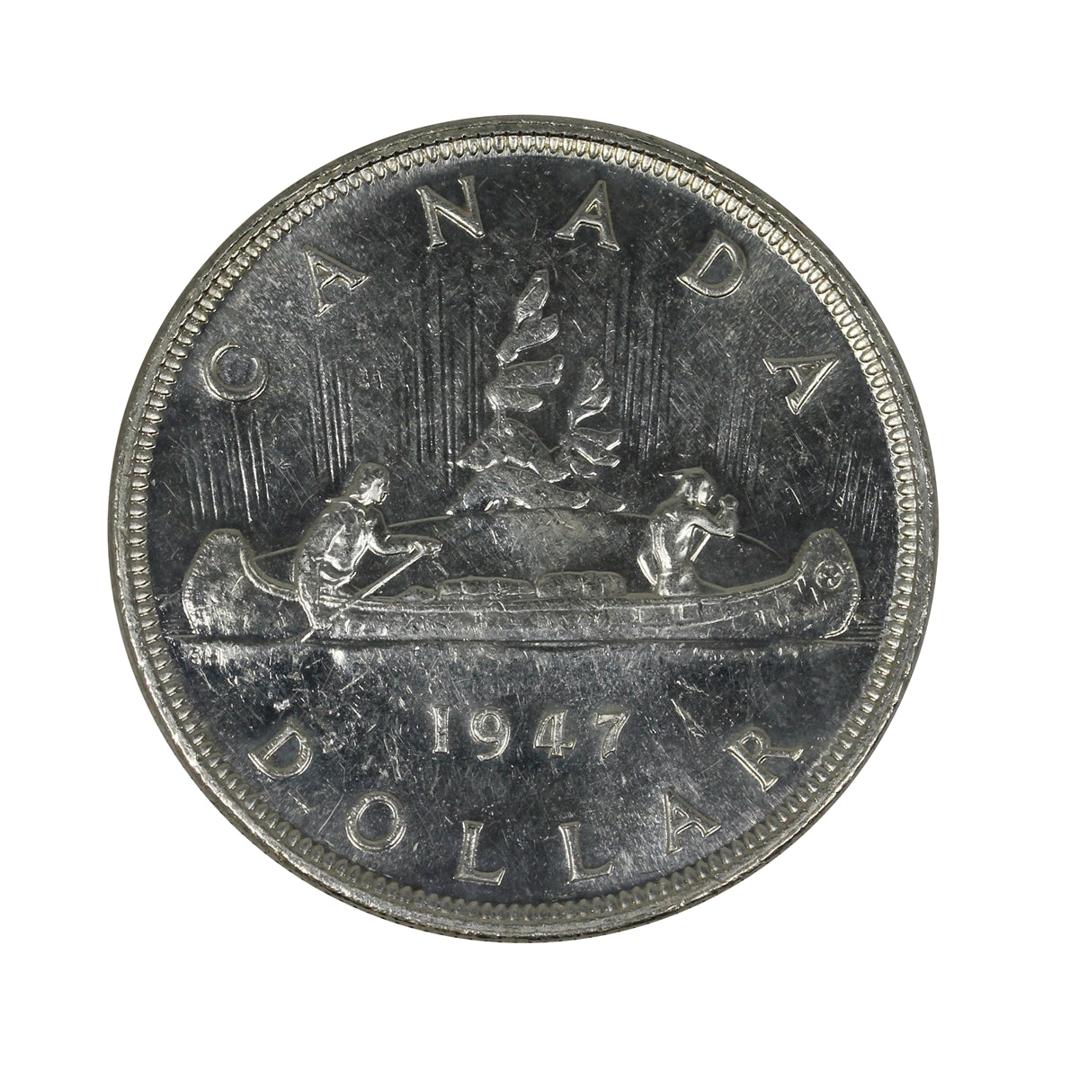 1947 Blunt 7/7 Canada Dollar Uncirculated (MS60) $