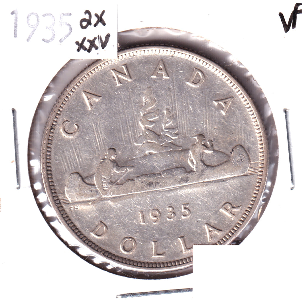 1935 2x XXV Canada Dollar Very Fine (VF20)