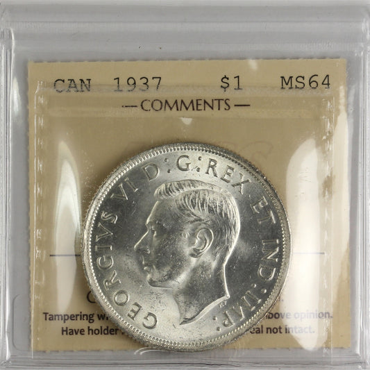 1937 Canada Dollar ICCS Certified MS64 (XVR 020)
