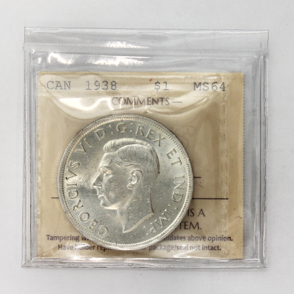 1938 Canada Dollar ICCS Certified MS64 (XCZ 628)