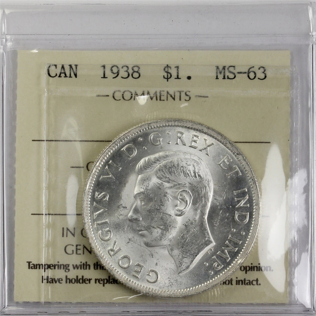 1938 Canada Dollar ICCS Certified MS63 (XSW 743)