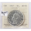 1947 Blunt 7 Canada Dollar ICCS Certified AU55