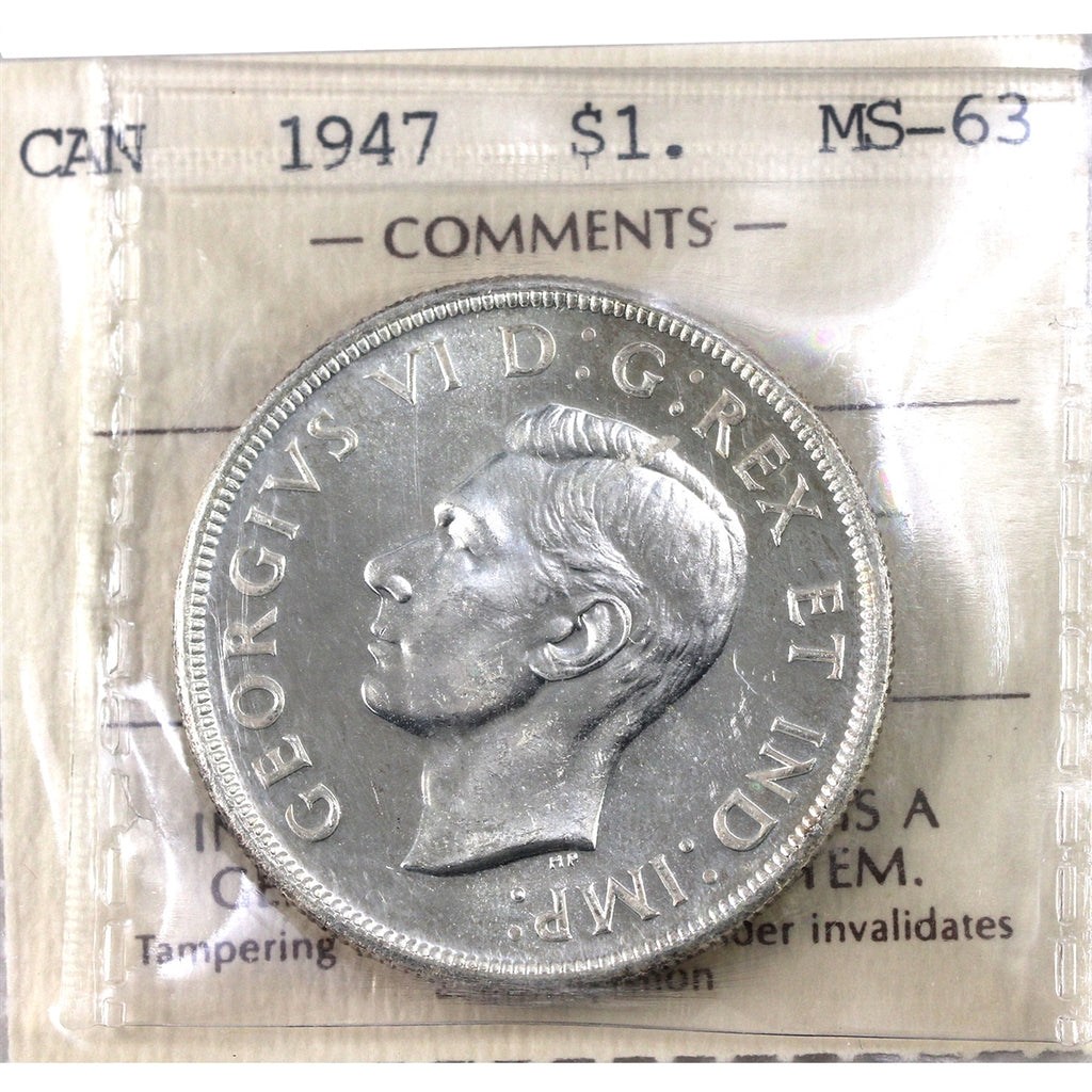 1947 Blunt 7 Canada Dollar ICCS Certified MS63 (XCZ 655)
