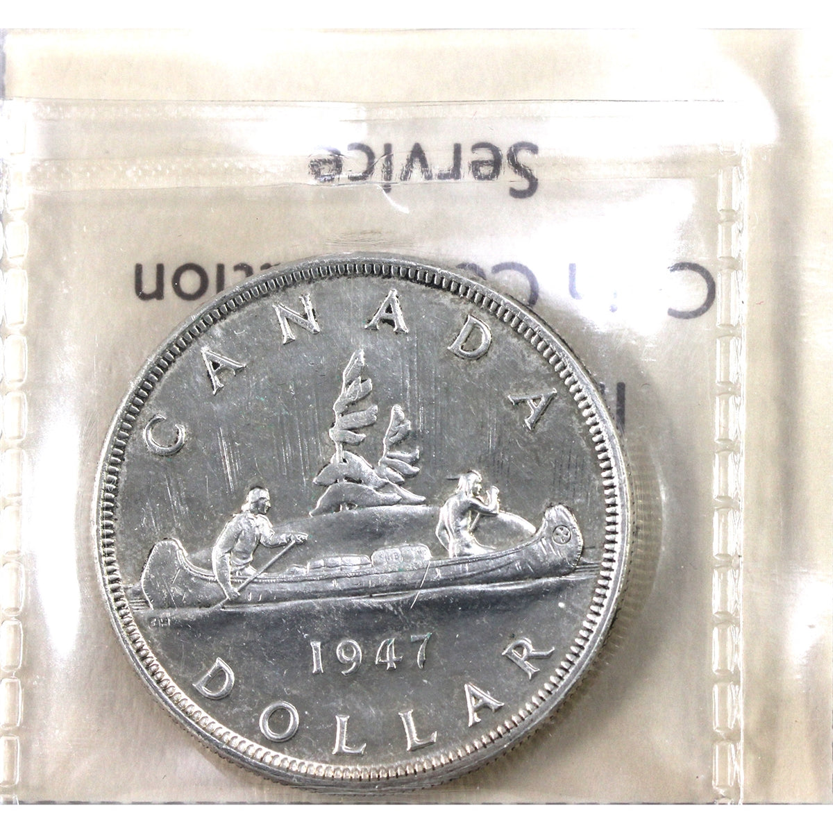 1947 Pointed 7, Double HP Canada Dollar ICCS Certified MS60 (XHI 063)