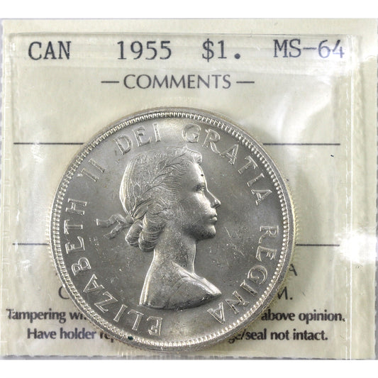 1955 Canada Dollar ICCS Certified MS64