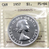 1957 Canada Dollar ICCS Certified PL64