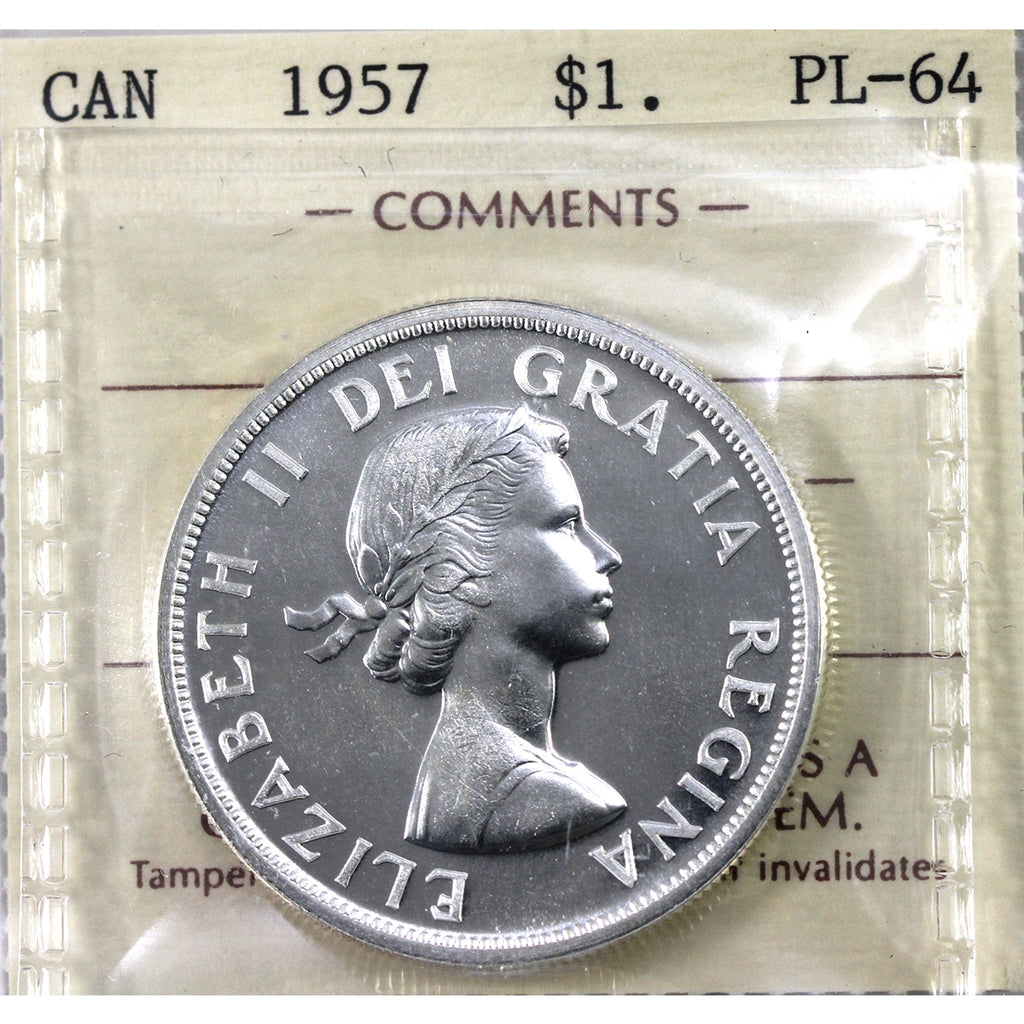 1957 Canada Dollar ICCS Certified PL64
