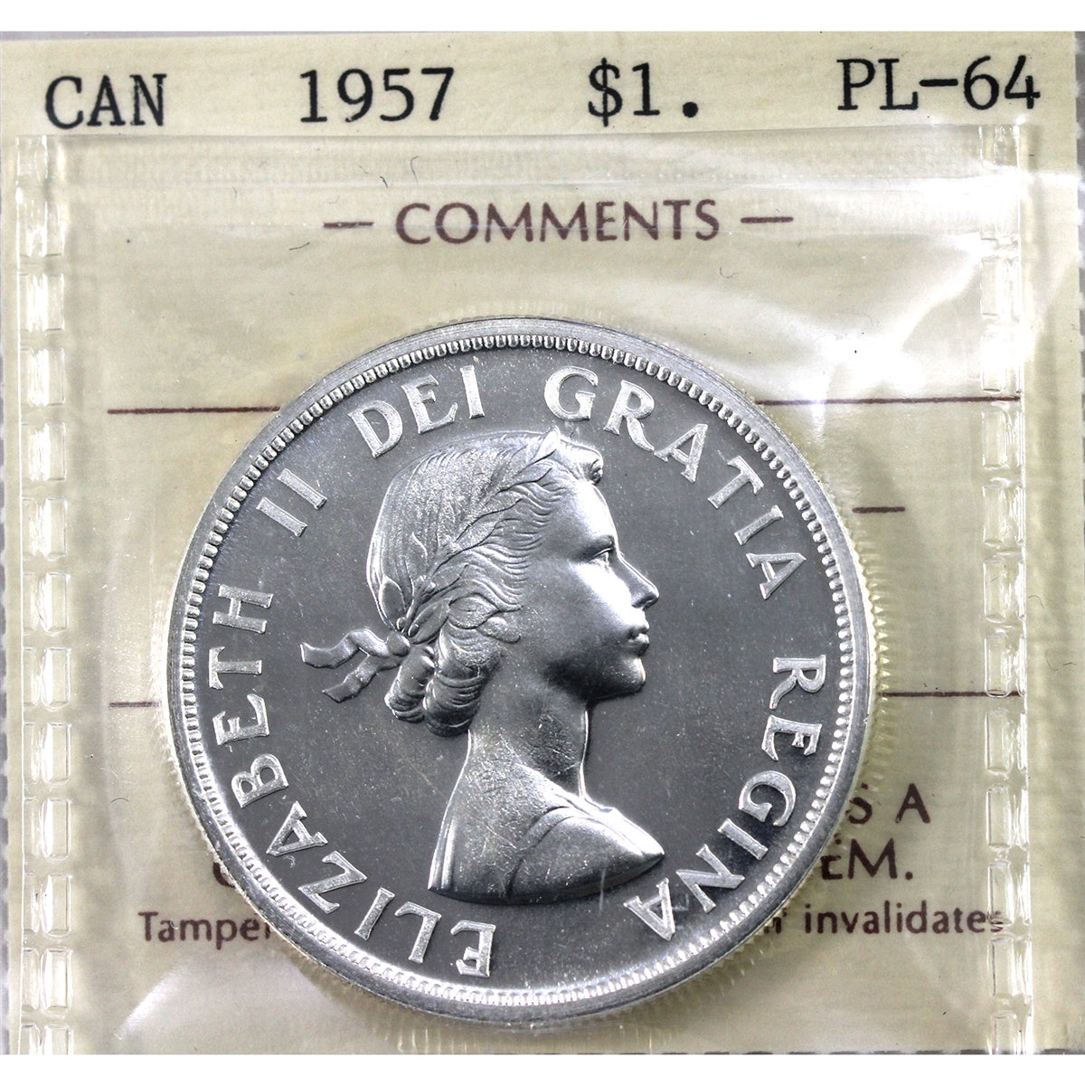 1957 Canada Dollar ICCS Certified PL64