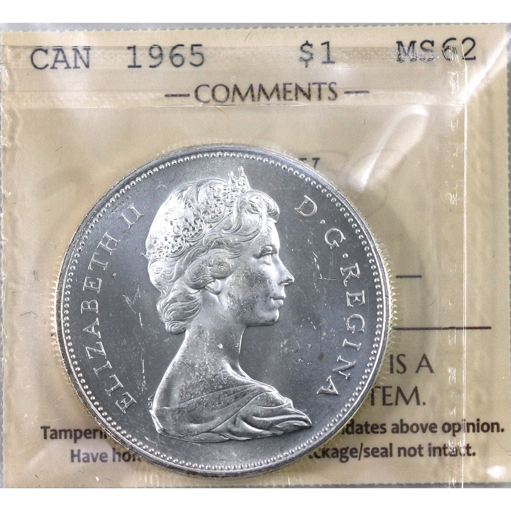 1965 Medium Beads Ptd. 5 (Type V) Canada Dollar ICCS Certified MS62