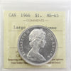 1966 Large Beads Canada Dollar ICCS Certified MS63 Cameo
