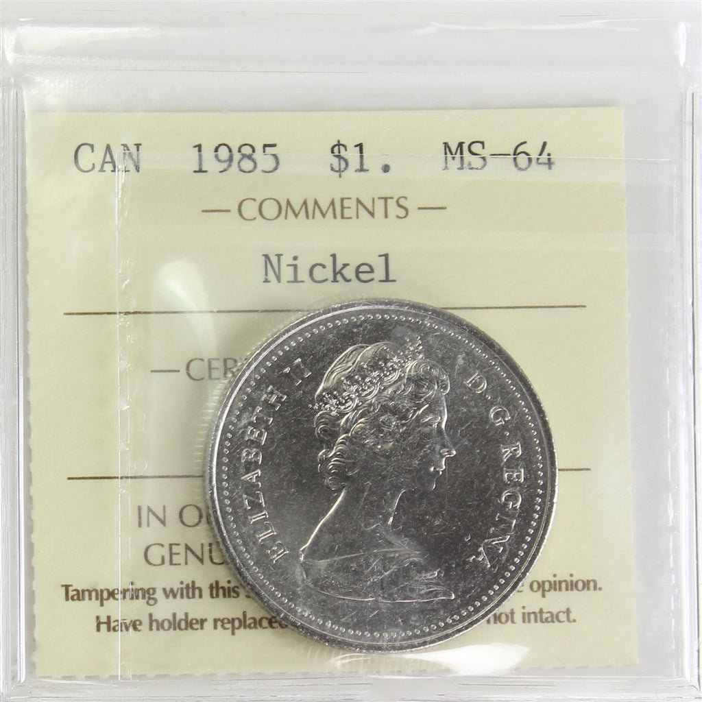 1985 Canada Nickel Dollar ICCS Certified MS64