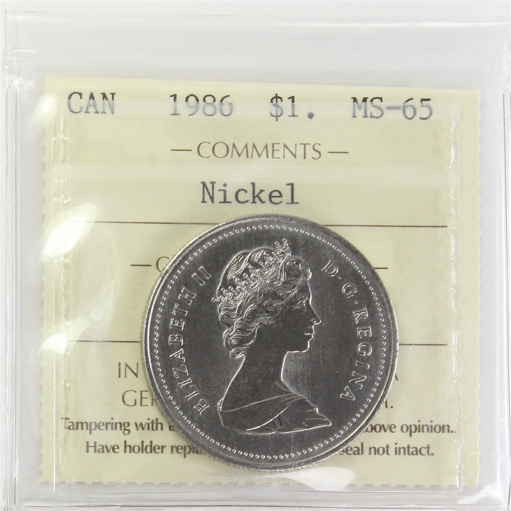 1986 Canada Nickel Dollar ICCS Certified MS65