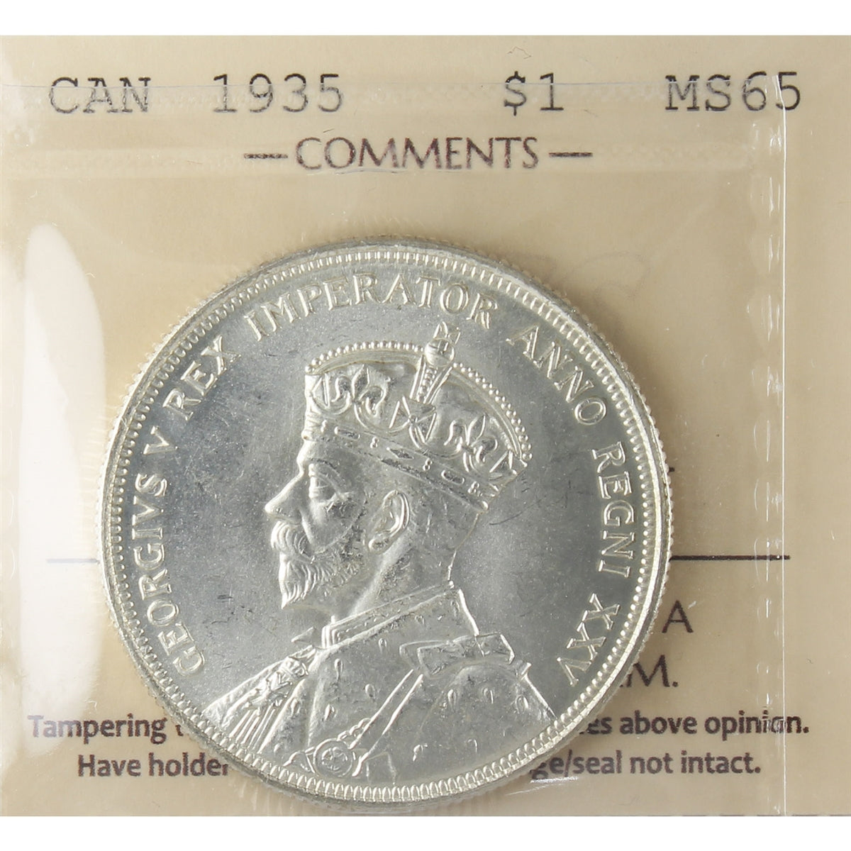 1935 Canada Dollar ICCS Certified MS65 (XVV 140)