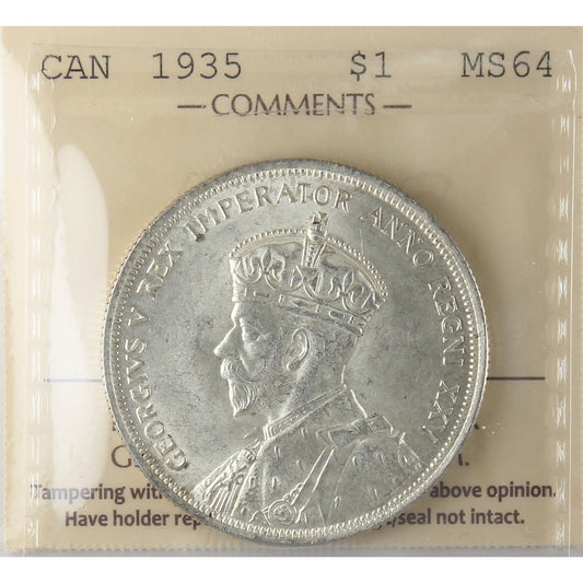 1935 Canada Dollar ICCS Certified MS64 (XCZ 601)