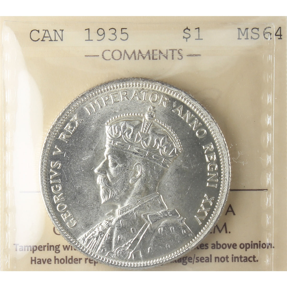 1935 Canada Dollar ICCS Certified MS64 (XSW 719)