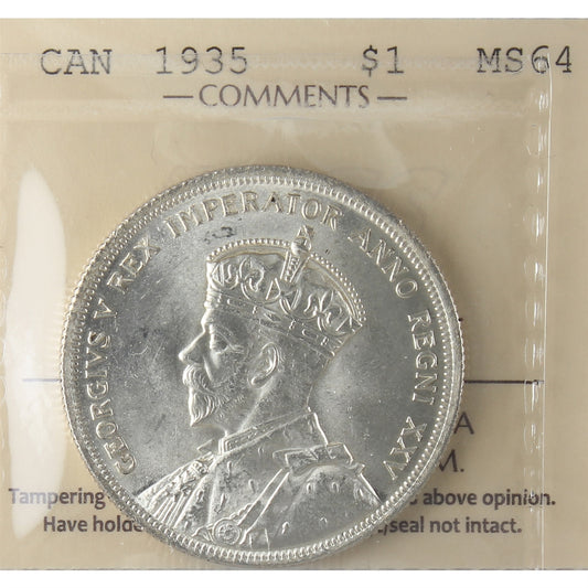 1935 Canada Dollar ICCS Certified MS64 (XSW 720)