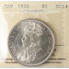 1936 Canada Dollar ICCS Certified MS64 (XAM 067)