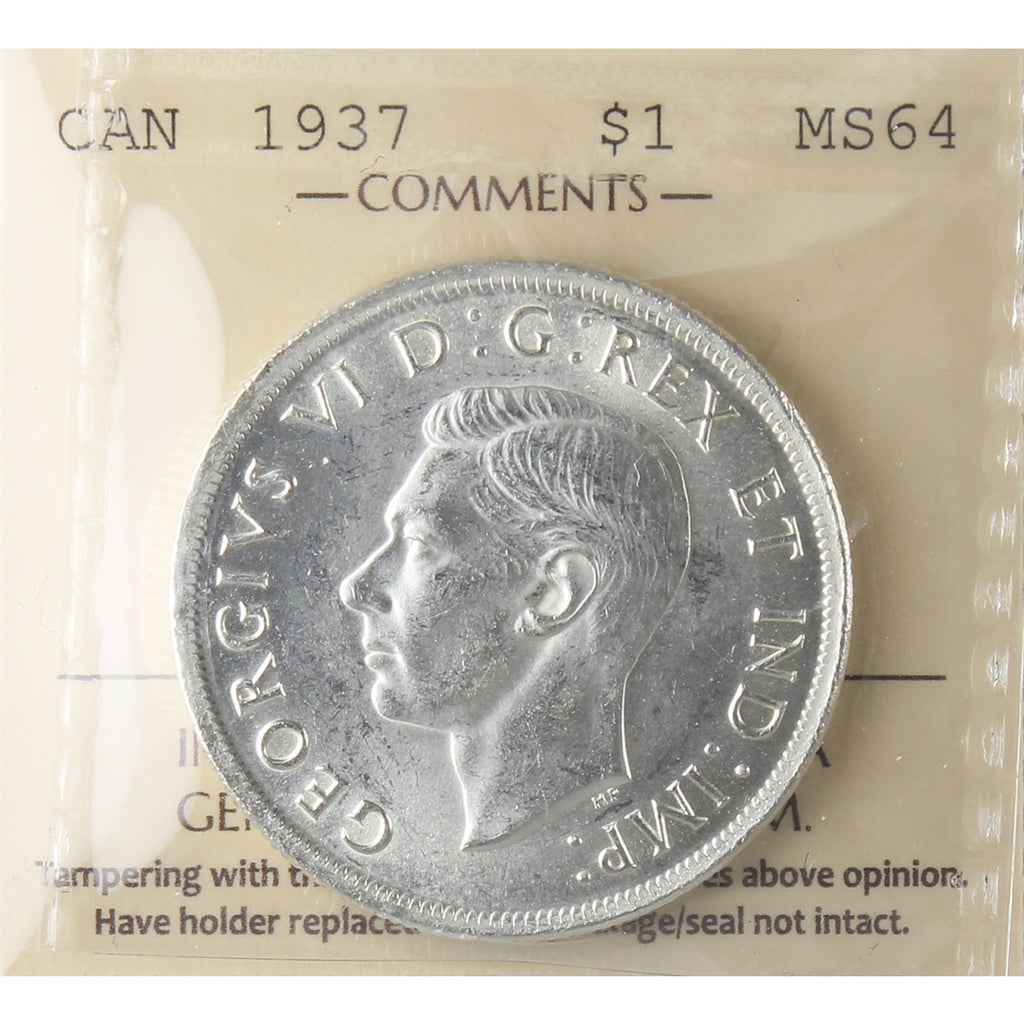 1937 Canada Dollar ICCS Certified MS64 (XVR 021)