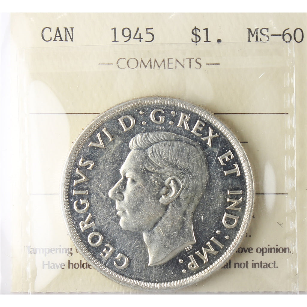 1945 Canada Dollar ICCS Certified MS60