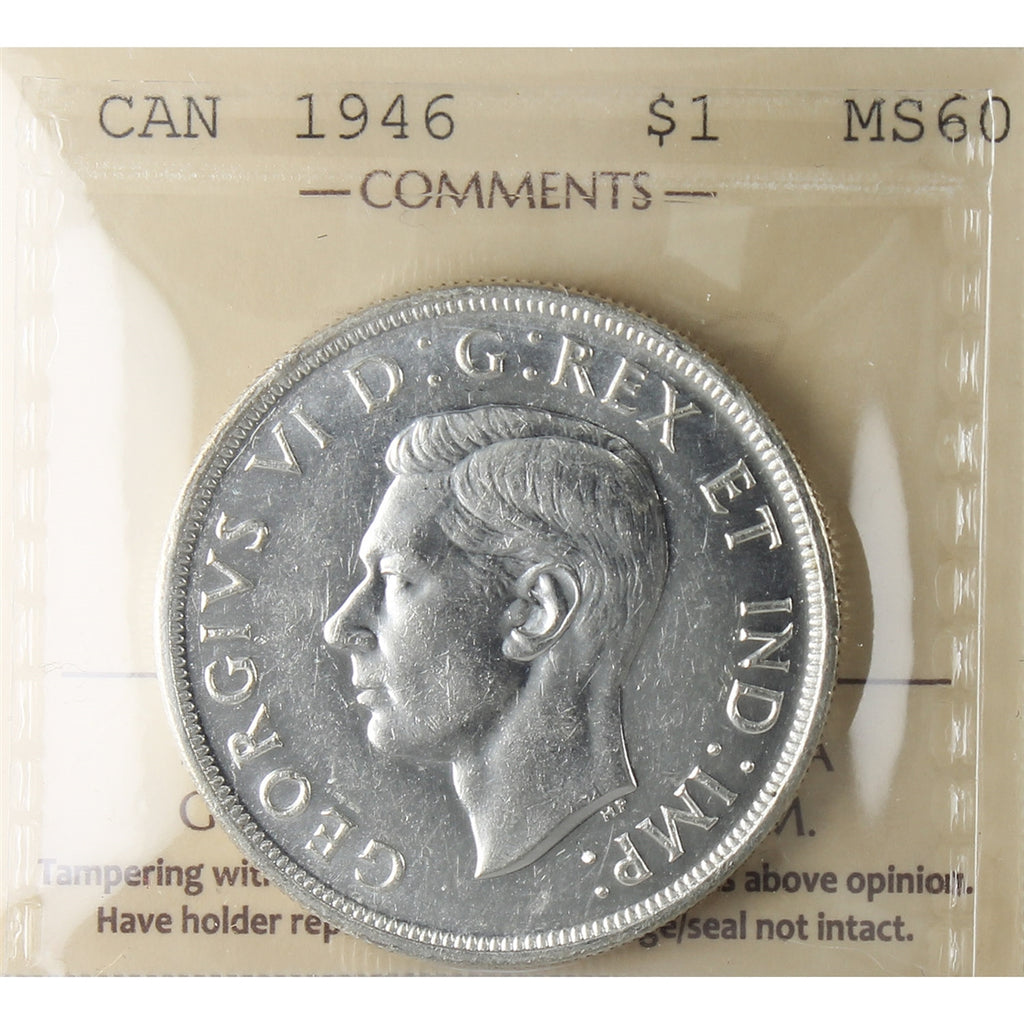 1946 Canada Dollar ICCS Certified MS60 (XDZ 863)