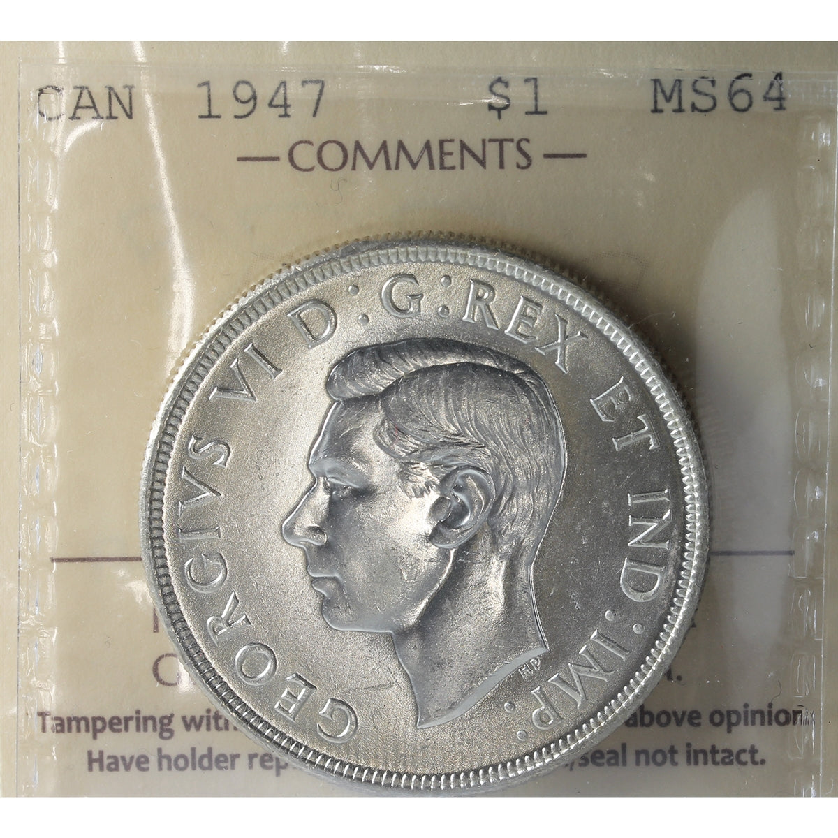 1947 Blunt 7 Canada Dollar MS64 (XZD 053) $
