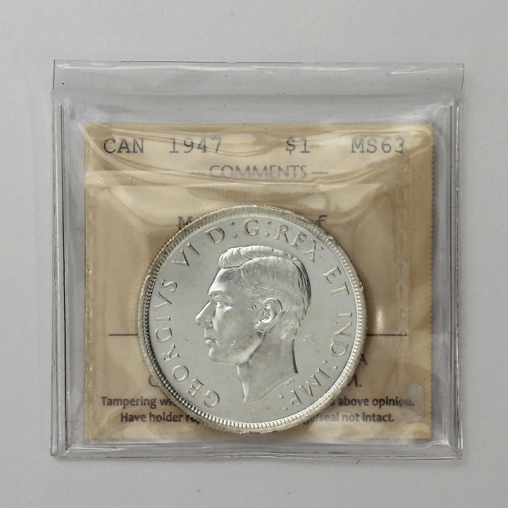 1947 Maple Leaf Canada Dollar ICCS Certified MS63 (XHI 073)
