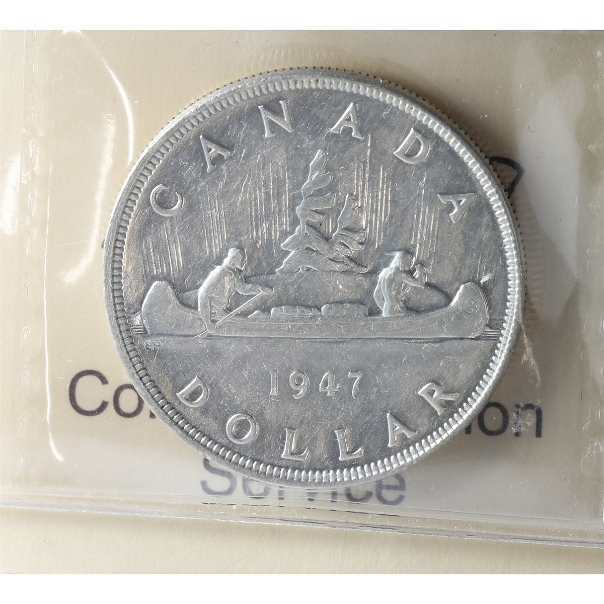 1947 Pointed 7 Canada Dollar ICCS Certified AU50
