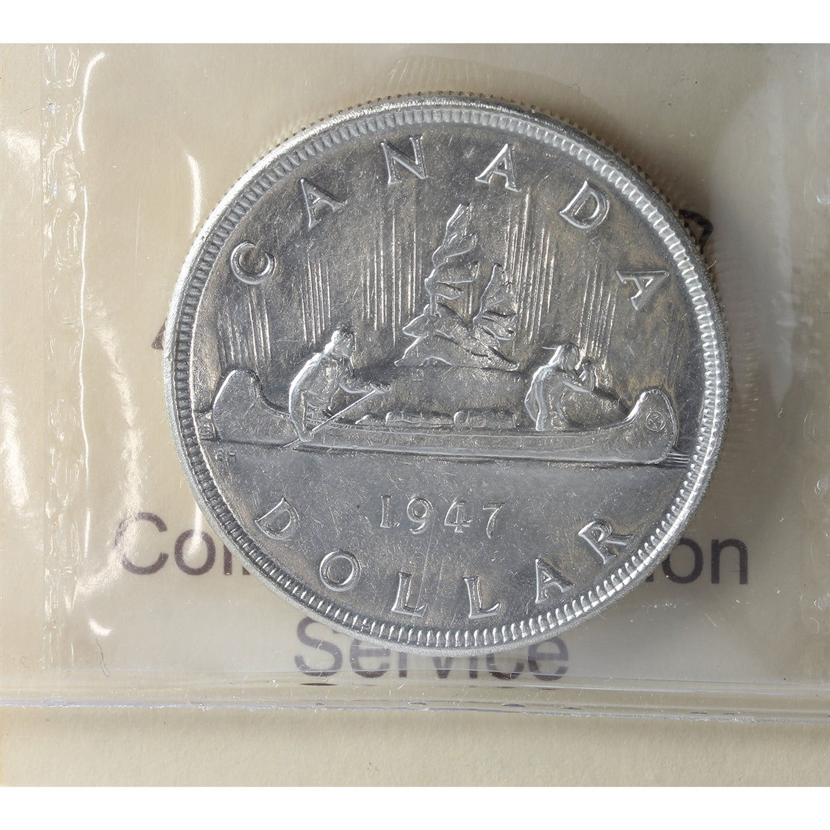 1947 Pointed 7, Dot Canada Dollar ICCS Certified EF40