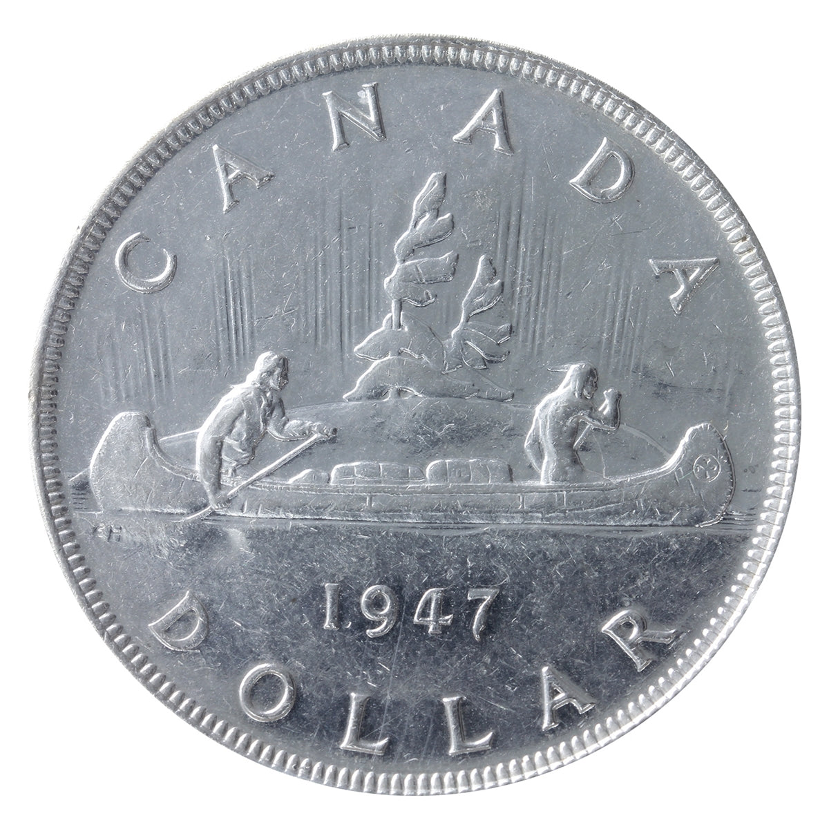 1947 Pointed 7, Dot Canada Dollar ICCS Certified EF40
