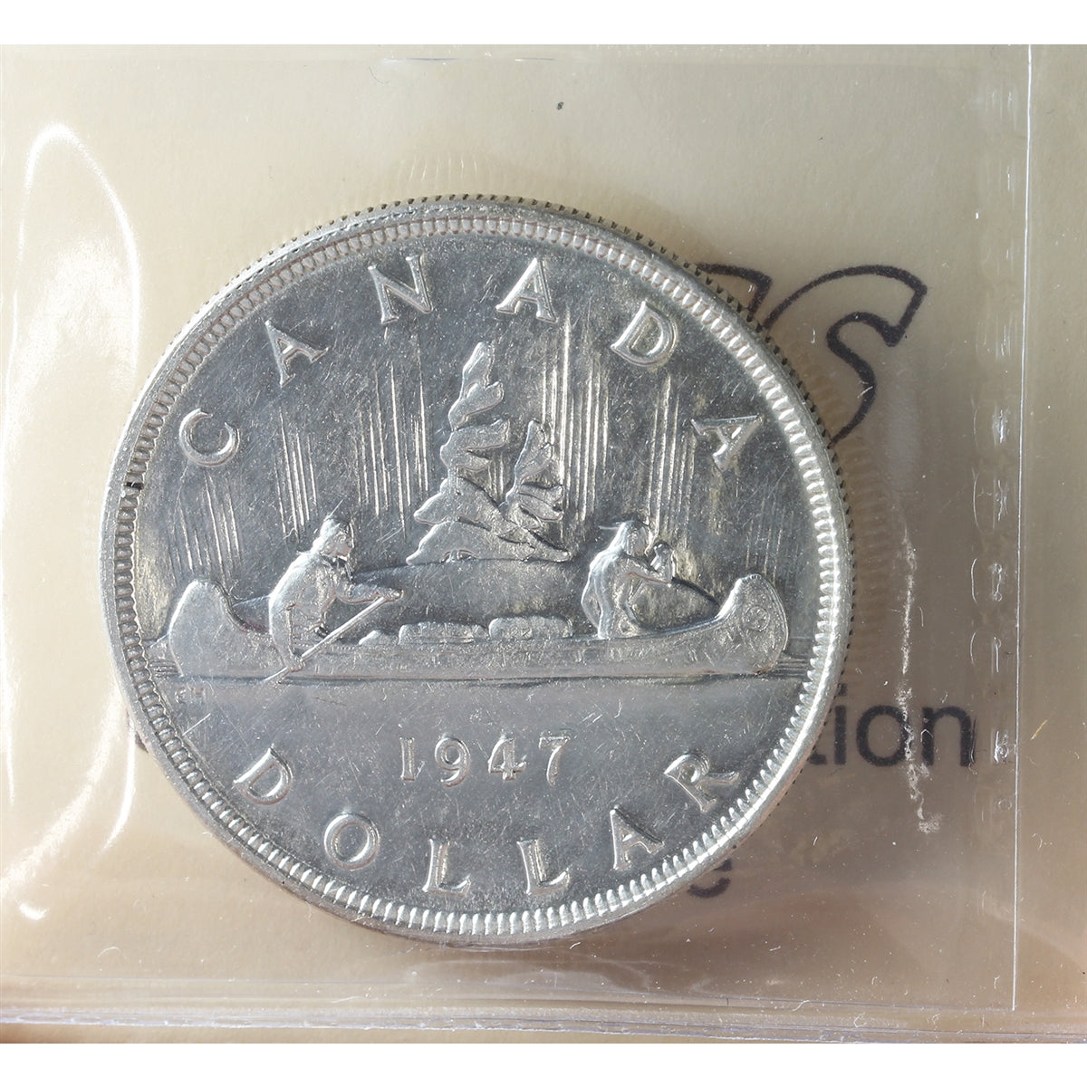 1947 Pointed 7, Dbl HP Canada Dollar ICCS Certified MS-60 (XXG 079)