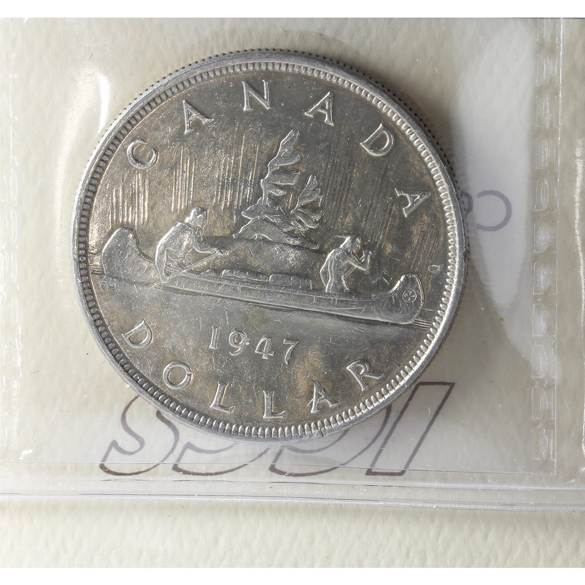 1947 Pointed 7, Quadruple Punch HP Canada Dollar ICCS Certified EF45