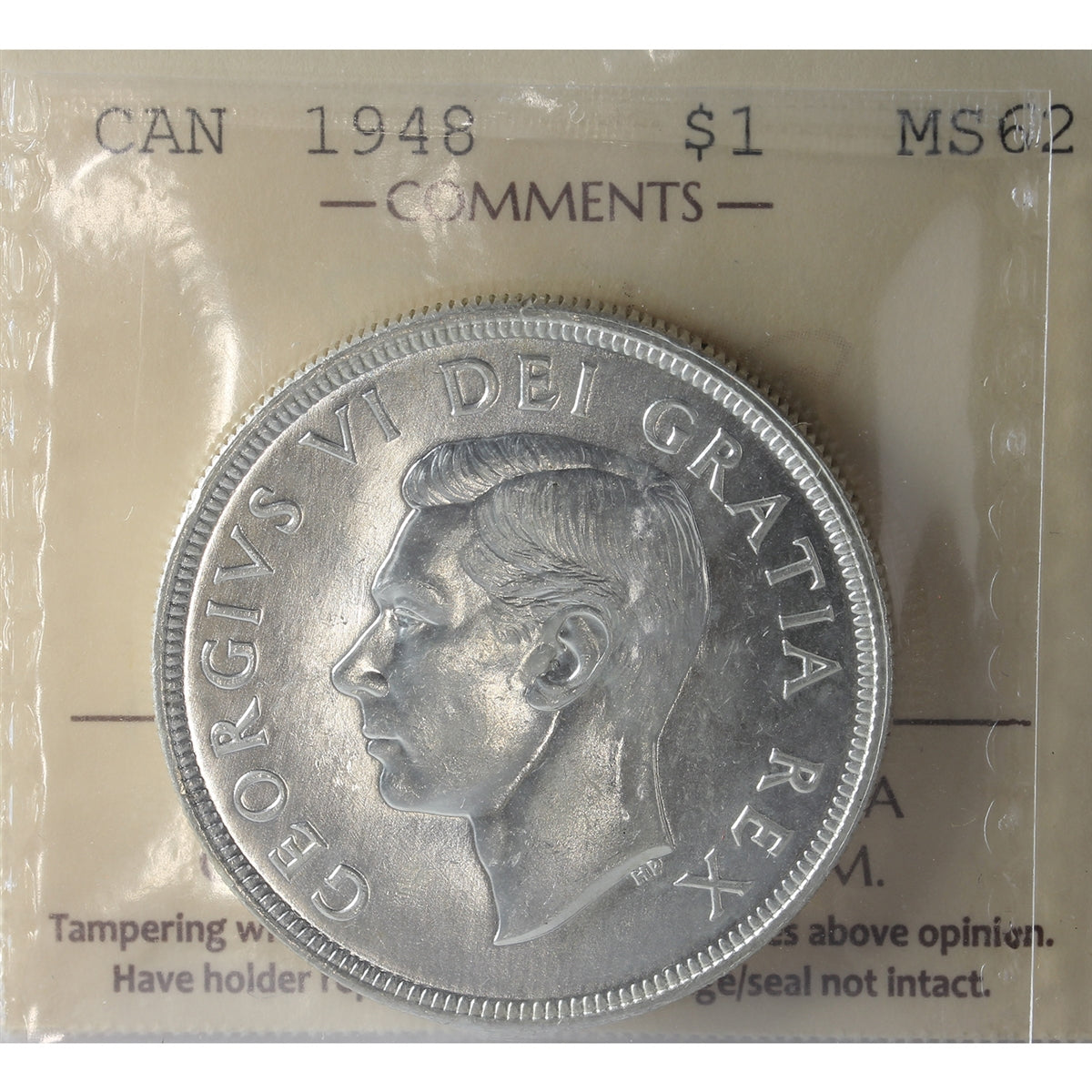1948 Canada Dollar ICCS Certified MS62 (XZD 071)