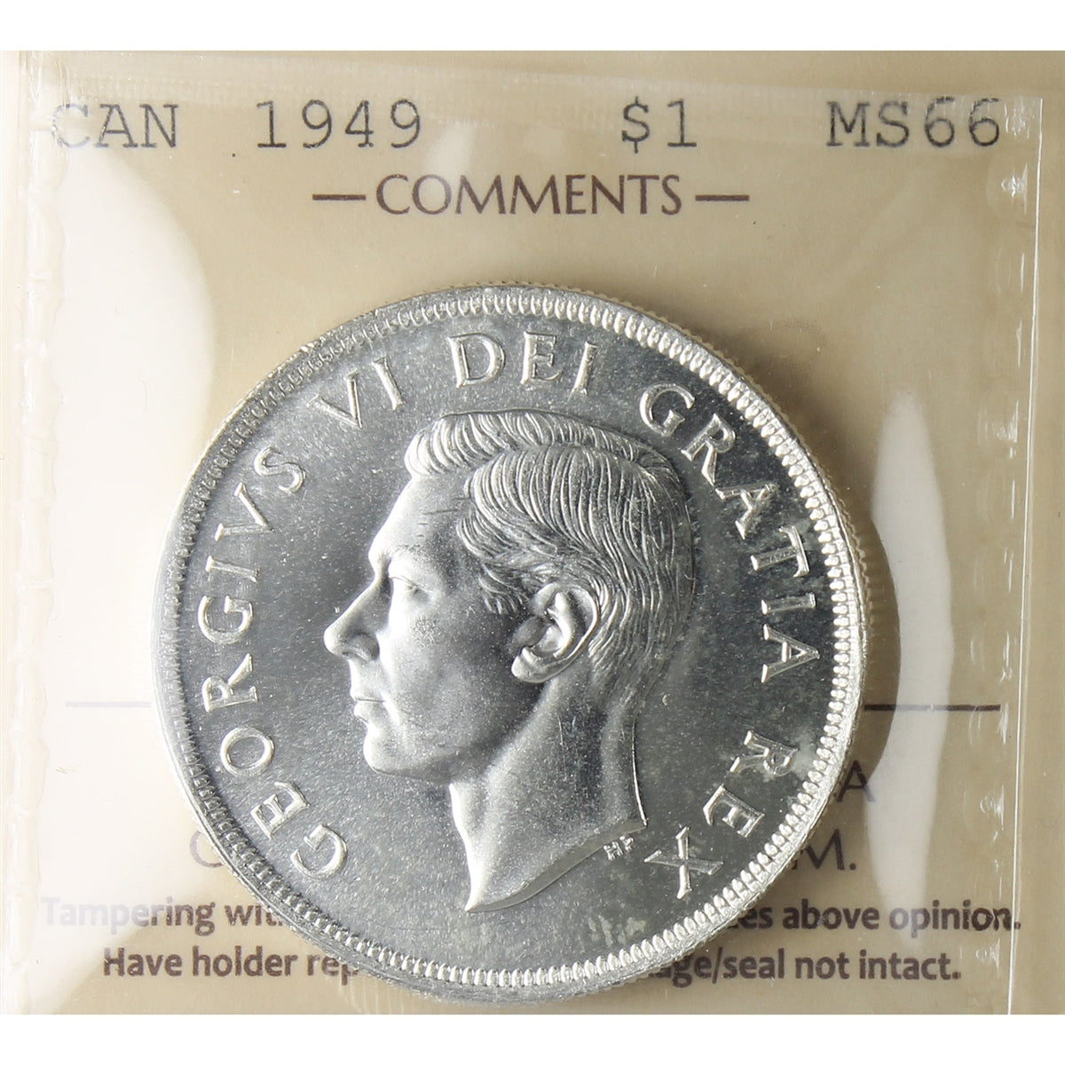 1949 Canada Dollar ICCS Certified MS66 (XMY 736)
