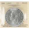 1949 Canada Dollar ICCS Certified MS65 (XKX 172)