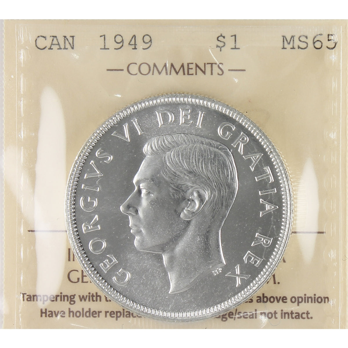 1949 Canada Dollar ICCS Certified MS65 (XHI 083)