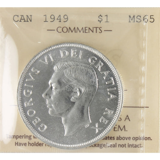 1949 Canada Dollar ICCS Certified MS65 (XVR 063)