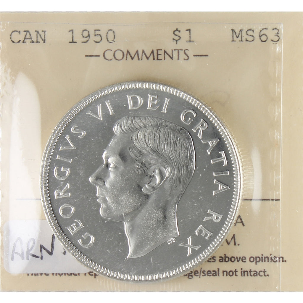 1950 Arnprior Canada Dollar ICCS Certified MS63