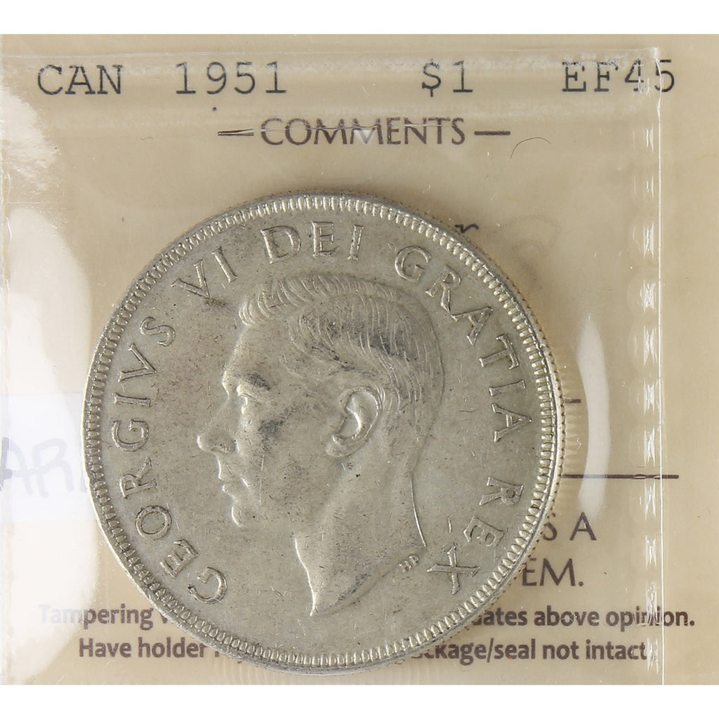 1951 Arnprior Canada Dollar ICCS Certified EF45