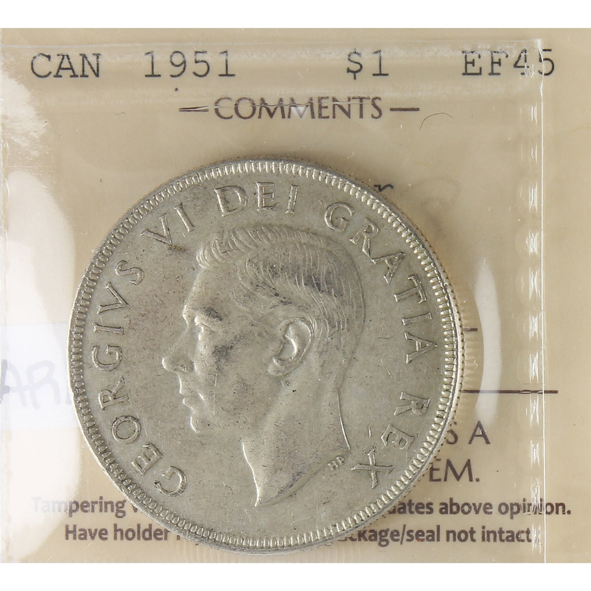1951 Arnprior Canada Dollar ICCS Certified EF45