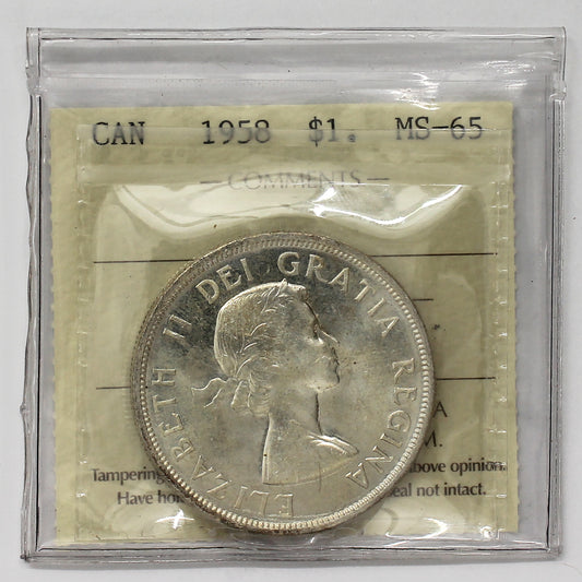 1958 Canada Dollar ICCS Certified MS65 (XPR 424)