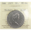 1977 Attached Jewel Canada Nickel Dollar ICCS Certified MS64