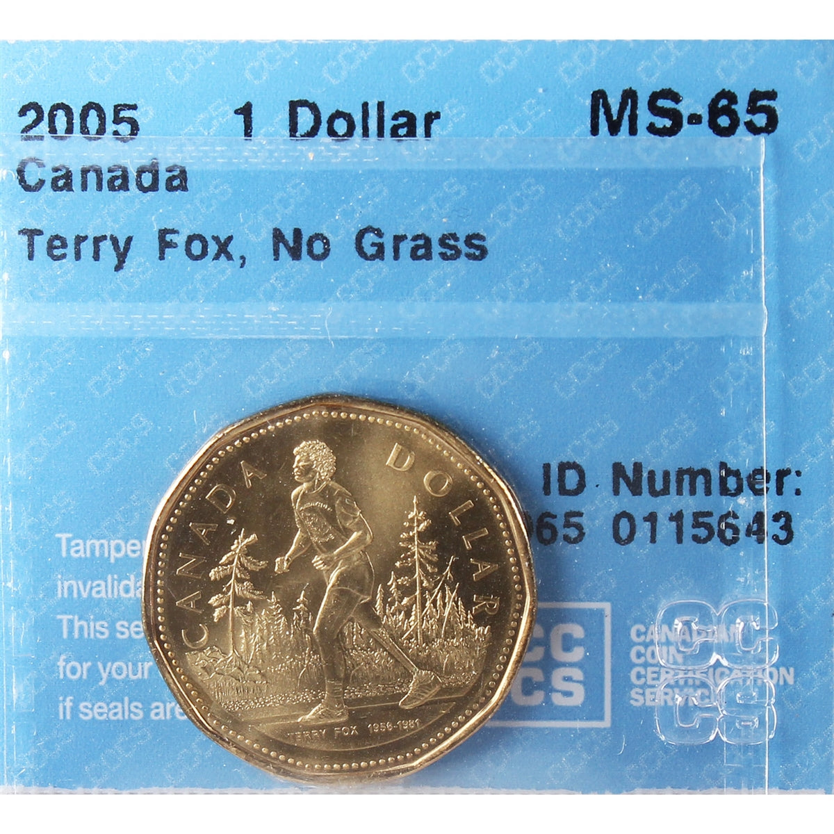 2005 Terry Fox, No Grass Canada Dollar CCCS Certified MS65