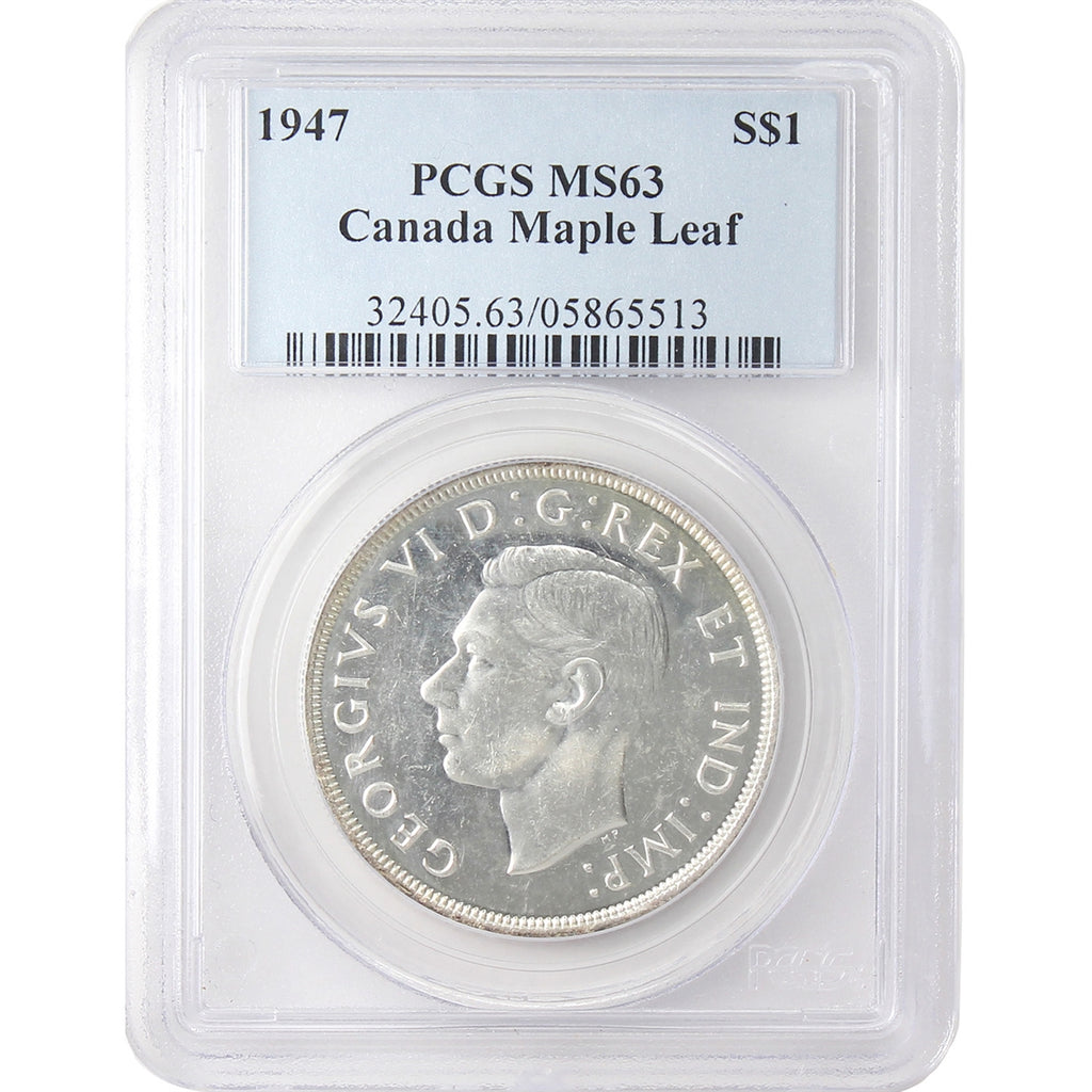 1947 Maple Leaf Canada Dollar PCGS Certified MS63
